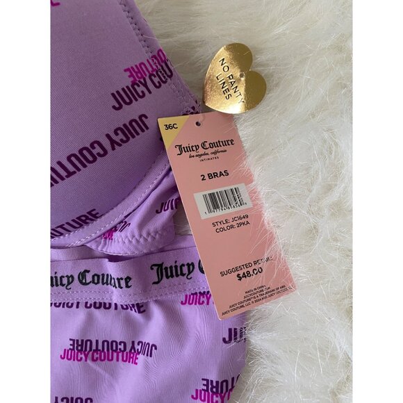 Juicy Couture Intimates 5 Pack Bikini Underwear & Push Up Bra Matching Set